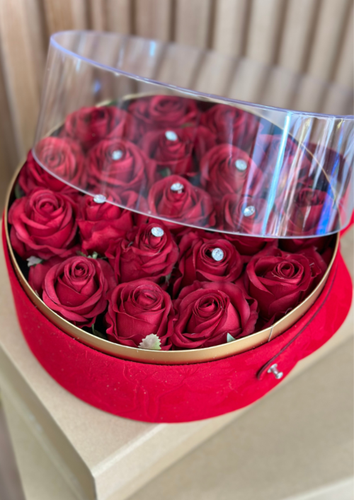 Box di Rose Rosse con Strass