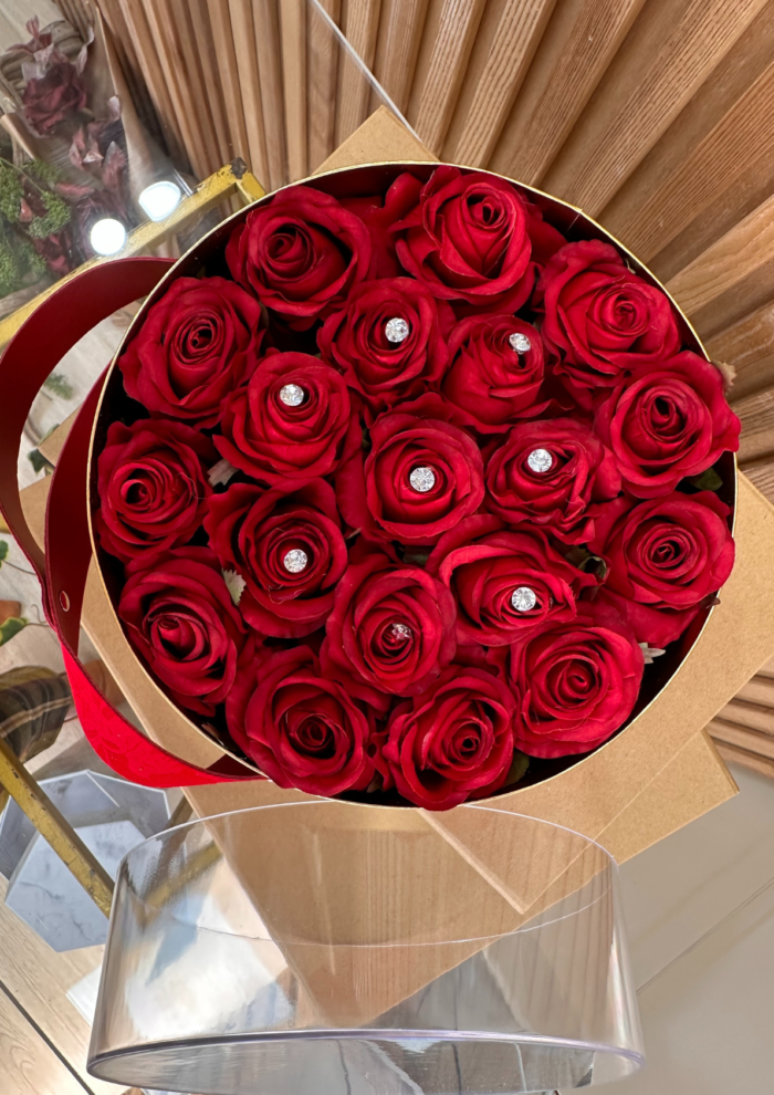 Box di Rose Rosse con Strass